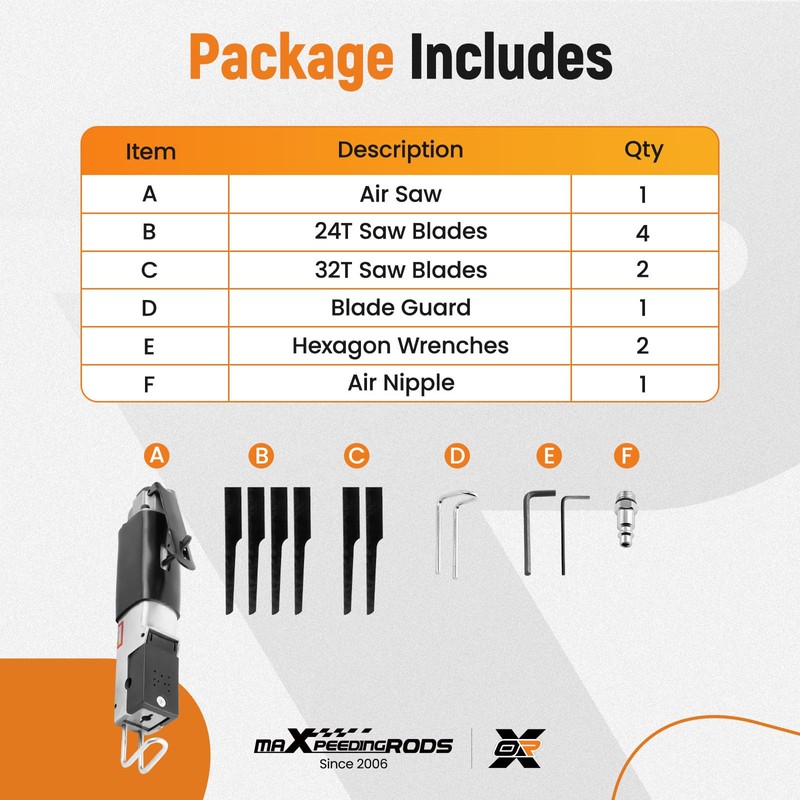 maXpeedingrods Air Reciprocating Body Saw and File Accessories Kit, Pneumatic