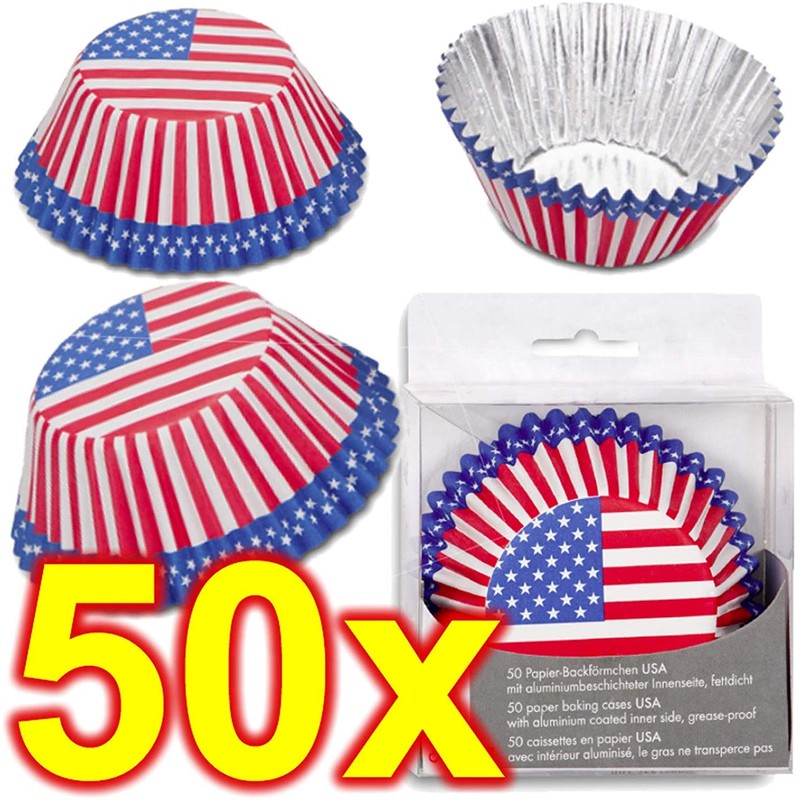 50 Party-Muffinförmchen * USA + Amerika * für Länderparty oder