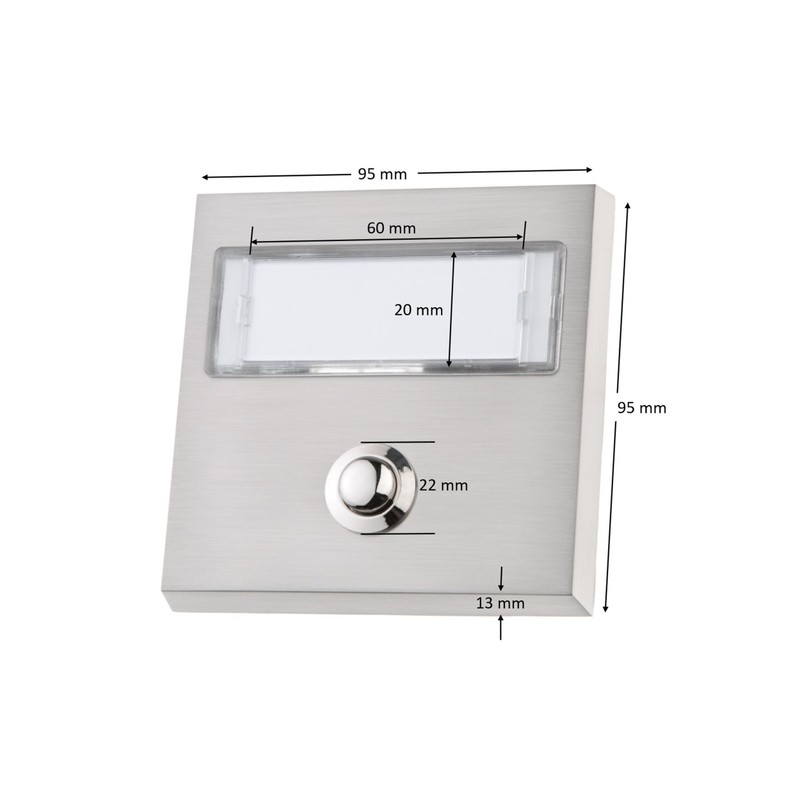 Huber Bell Plate Single Surface-Mounted Rectangular Real Metal with Stainless