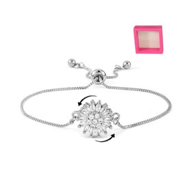 bike8 Spinning Sunflower Bracelet for Women Adjustable Rhinestone Sunflower Mood Bracelet Sparkly Flower Anxiety Bracelets Cubic Zircon Sunflowers Fidget Bracelets Worry Relieving Jewelry Accessories