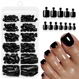 168pc Black Press on Toenails Women Fake Toe Nails with Glue Tabs, Glue on Toe Nails Press ons Nail Short Square Fake Toenails Press-on Toes Nail Tips Acrylic Toenail Stick False Nail for Feet