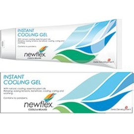 NEWFLEX Sofortkühlendes Gel – 120 ml – mit natürlichen, kühlenden ätherischen Pflanzenölen – Entspannend, lindert Verspannungen, wohltuend, kühlend, pflegend und beruhigend. Enthält keine Parabene.