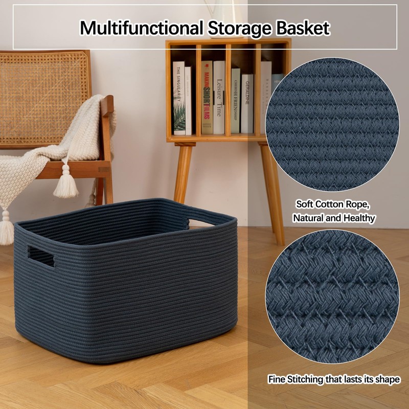 OIAHOMY 75L Large Blanket Basket, Woven Storage Basket with Handle,