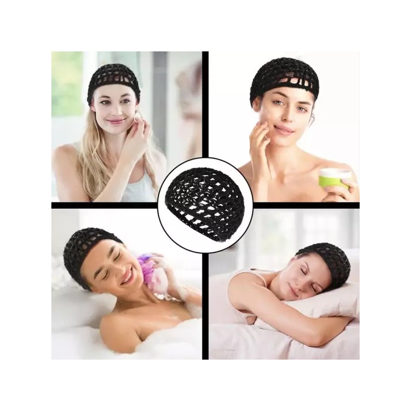 매일 사용을 위한 1pc 슬리핑 캡 블랙 메쉬 크로셰 헤어