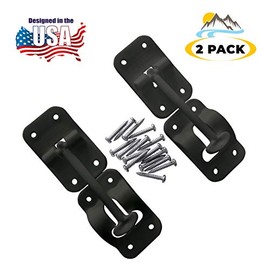 Camp'N T-Style 3 1/2" Door Latch-Holder-Catch with Hardware for RV, Trailer, Camper, Motor Home, Cargo Trailer - OEM Replacement (Black 2-Piece)