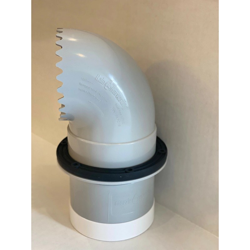 RainHarvesting Tank Overflow Kit 4" flanged elbow with gasket, screen