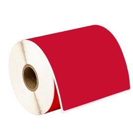 HOUSELABELS 4" x 6" Red Shipping Labels on 1" Core Compatible with Zebra and Rollo Printers, 1 Roll / 250 Labels per Roll