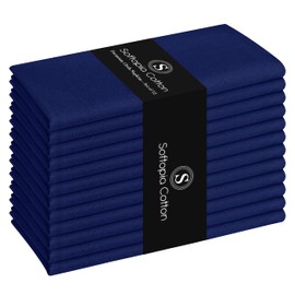 Softopia Cotton Cloth Napkin 100% Cotton 17Inch x 17Inch Decorative Washable Napkins Table Napkin for Dining, Kitchen, Parties & Camping - Indigo Blue (Set of 12)