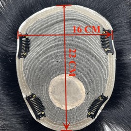 Anemone Men's Wig Human Hair Toupee with PU Around Hair Replacement Clip in Male Hairpieces For Men Baldness with Tape (Base 16 * 22 cm)