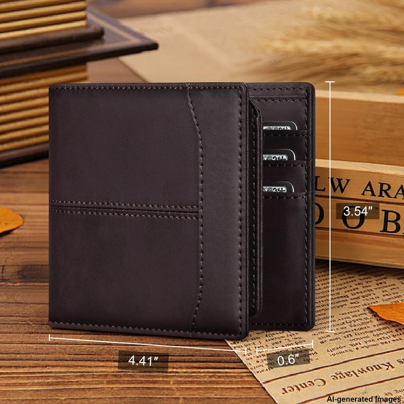 furid Top Grain Leather Wallet Men: RFID Minimalist Bifold Credit