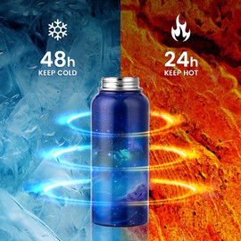 RAYMYLO 32oz Insulated Water Bottle, Triple Wall Vacuum Stainless Steel Water Bottles - Keeps Cold 48H, Reusable Metal water flask Jug for Gym, Sports, Camping, Hiking,Travel, Twilight Mist Purple