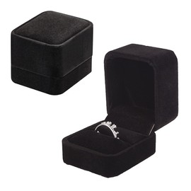 EIHI 2 Pack Black Ring Box, 55 x 50 x 39 mm, Velvet Ring Box, Earring Box, Pendant Box, Suitable for Wedding, Engagement, Valentine's Day