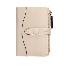 HONGHONG Multi-Functional Wallet for Women, Double Fold Zero Wallet with Zip, Beige 1, Classic