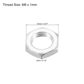 PATIKIL M8 x 1.0 Steel Hex Nuts, 30 Pack Metric Thread Zinc Plated Finished Hardware Nuts Screw Bolt Fasteners 3mm Height