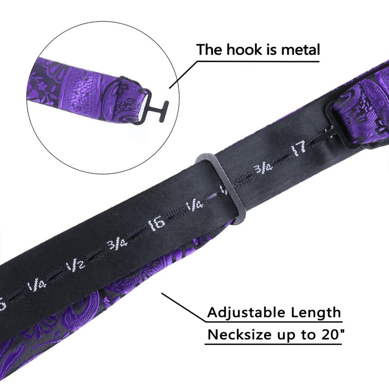 Alizeal Mens 2pcs Self-tied Paisley Bow Tie and Pocket Square
