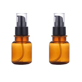vipolish 2PCS 80ML/2.7OZ Amber Plastic Empty Pump Bottles Refillable Cosmetic Remover Oil Container Makeup Sample Facial Care Vessel Emulsion Dispenser for Emulsion Essence Body Wash