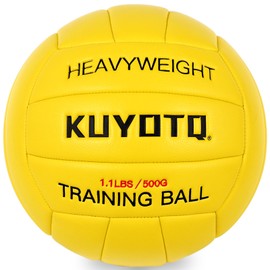 KUYOTQ 1.1 LBS Official Size 5 Yelllow Composite Leather Weighted Heavy Volleyball Serve Trainer Setter Volleyball (Deflated)