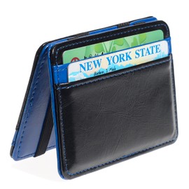 CKLT - portafolios de piel minimalista para hombre, Azul, Medium