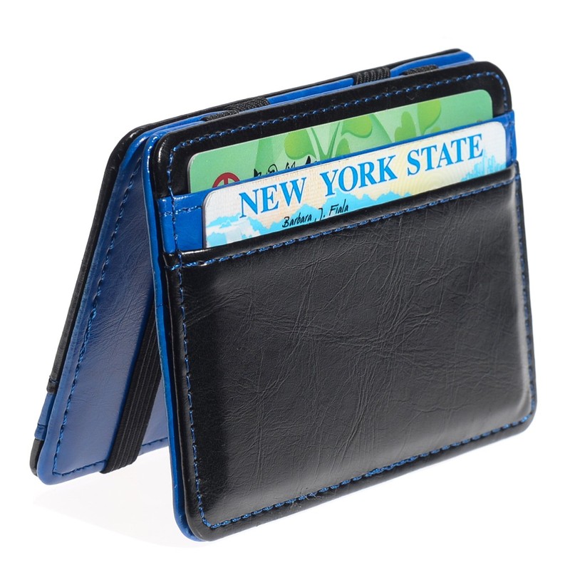 CKLT - portafolios de piel minimalista para hombre, Azul, Medium