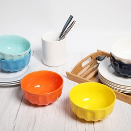 amhomel 6-Piece 24 Ounce Ceramic Soup/Cereal/Rice/Dessert Bowls, Lead-Free, Dishwasher & Microwave Safe