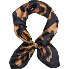 styleBREAKER Scarf with Leopard Animal Print Pattern, Square Scarf with Coloured Edge, Silky Soft and Versatile, 70 x 70 cm, Women's Headscarf Bandana Accessory, brown-black, Unit size