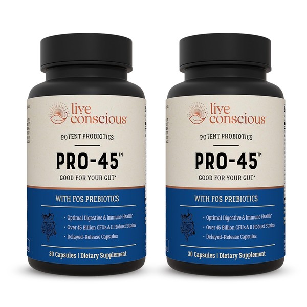 Live Conscious PRO45: Probiotic Formula, 45 Billion CFU, 11 Comprehensive