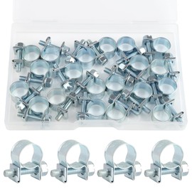 Kayqbonke Pack of 20 10-12 mm Mini Hose Clamps, Adjustable Fuel Injection Joint Bolt Clamps, Small Hose Clamps, Strong Pipe Clamps for Mini Fuel Line, Exhaust Pipe, Petrol Pipe