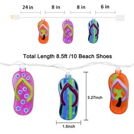 Romasaty Tropical Beach Themed Slipper String Lights with 10 Colorful Beach Shoes Lights, Summer Beach Themed Decoration Lights for Camp Tent Wedding Holiday Party Garden Bedroom