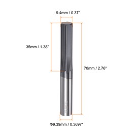 sourcing map Carbide Chucking Reamer 0.37"(9.4mm) Dia Straight Flute Straight Shank Machine Reamer Tool for Metal and Lathes CNC Machining Centers, Black