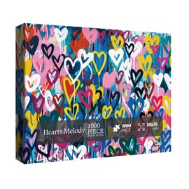 Colorful Heart Shape Puzzle 1000 Pieces for Adults, Love Valentines Jigsaw Puzzle, Rainbow Graffiti Art Puzzle as Heart Themed Present