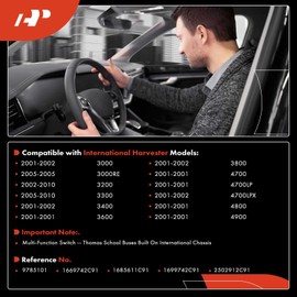 A-Premium Turn Signal Switch Compatible with International Harvester 3000, 3000RE, 3200, 3300, 3400, 3600, 3800, 4700, 4700LP, 4700LPX, 4800, 4900