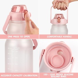 GXCROR Water Bottle 2L with Straw, 100% Leakproof Water Bottle, BPA Free Water bottle,Anti Rupture Drinking bottle for Daily use, Fitness and Outdoor Activities