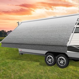 Glamful Heavy-Duty 21ft RV Awning Replacement Fabric - 18.5oz Heat-Sealed Vinyl in Ombré Gray, UV-Resistant & Weatherproof, Universal Fit for RVs, Motorhomes, Campers & Travel Trailers
