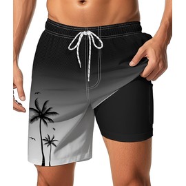 YGDSX Mens Swim Trunks with Compression Liner 7 Inch Swim Trunks Quick Dry Surfing Beach Shorts Hawaii Sports Shorts