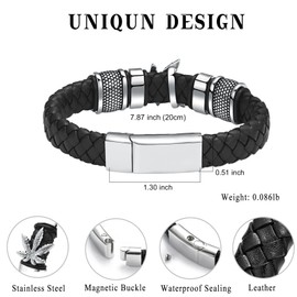 zeqingjw Cremation Jewelry Maple leaves Urn Bracelet for Ashes for Men Stainless Steel Keepsake Memorial Cuff Bangle Braided Wristband Ashes Holder Bangle