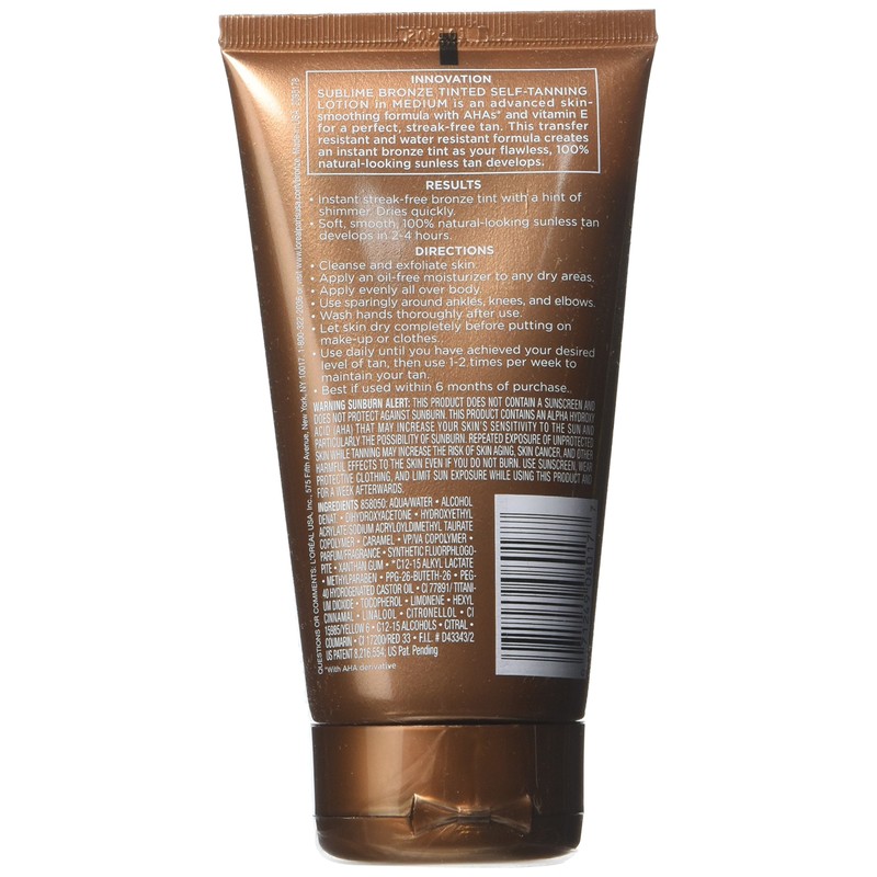 L'oreal Paris Sublime Bronze Tinted Lotion, 5 Ounces (Pack of