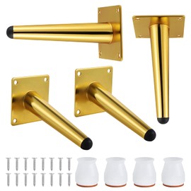 Gueenky Pack of 4 Furniture Feet, Slanted 15 cm, Metal Table Legs, Gold, Maximum Load 300 kg, Furniture Legs, Cabinet Feet, Coffee Table Feet Legs for Furniture, Sofas, Tables