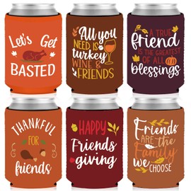 Friendsgiving Decorations Gathering Neoprene Can Sleeve Thanksgiving Fall Party Decor