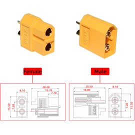 QIAN ZI QIU 10 Pairs XT60 Connectors XT60 Male and Female Bullet Connectors Power Plugs, Suitable for RC Lipo Battery Remote Control Cars XT60 Connectors