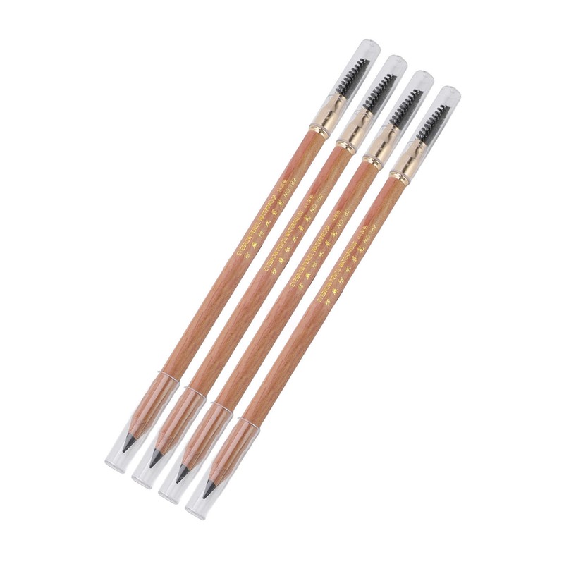4pcs Eyebrow Pencil Double Head Eyebrow Makeup Pen Wood Handle