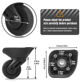 Zoofen Luggage Wheels Replacement 2 pcs Suitcase Replacement Wheels Wear-Resistant Carry On Spinner Casters (ZA-73)