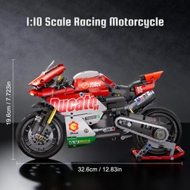 Chodia 1:10 Motorcycle Building Set 883-Piece Model with Display Stand Kit