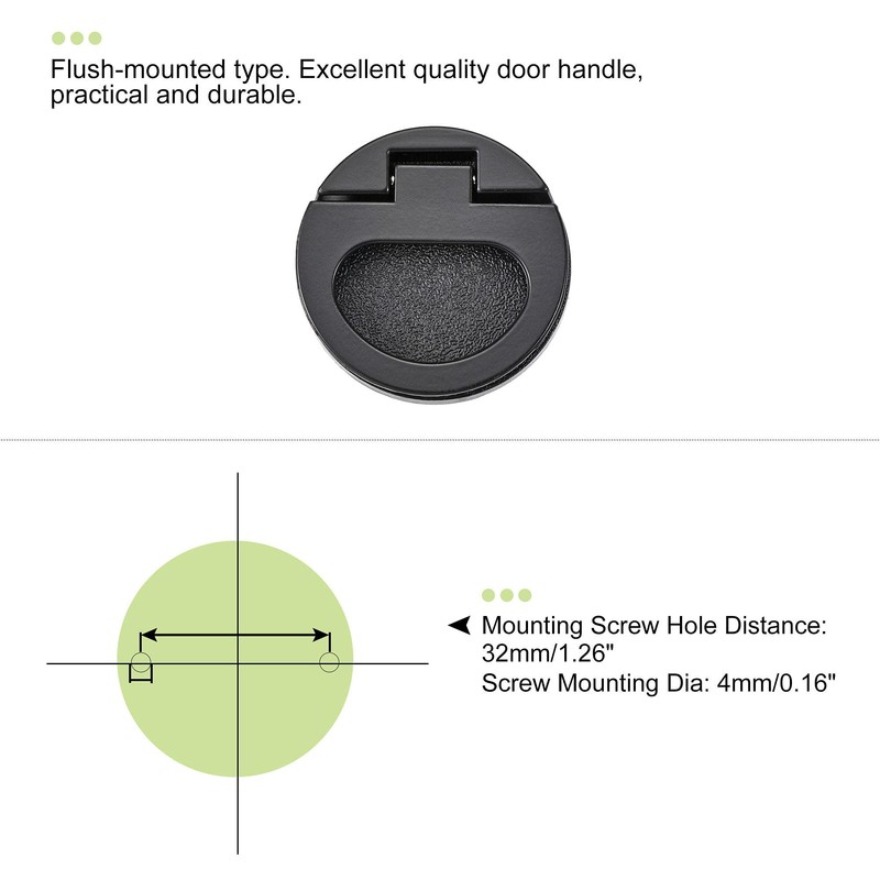 uxcell Flush Pull Ring Handle 43.5x7mm, 3pcs Plane Drawer Door