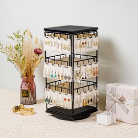 Yoimori 360 Rotating Earring Display Stands for Selling, Earring Rack Display Holder Stand, Jewelry Display for Vendors Selling Earring Cards, Necklaces, Bracelets, Hair Accessories (48 Hooks)