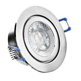 trendlights24 Mare IP44 Bathroom LED Recessed Spotlight, 230 V, Stainless Steel, Round, 3 Levels, Dimmable, Ultra Flat, 35 mm, Set of 1, 5 W Warm White Ceiling Spotlights for Wet Rooms