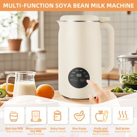 8 in 1 Nut Milk Maker, 40.58oz Soy Milk Maker Machine, with 10 Blades, Nut Milk Maker Machine for Homemade Plant-Based Milk, Oat, Soy, with Delay Start/Keep Warm/Boil Water