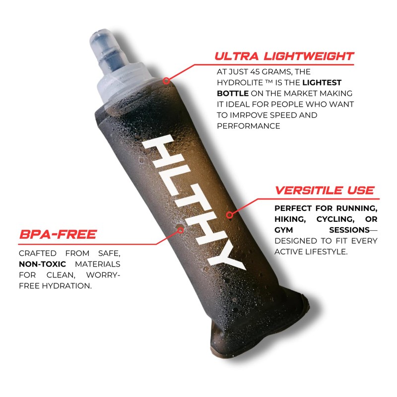 HLTHY Soft Flask Water Bottle for Running - Collapsible for