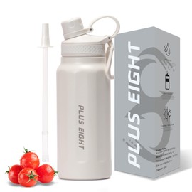 pluseight Sports Water Bottle, Insulated Water Bottle With Straw, Stainless Steel Water Bottle Wide Mouth for Sports, Gym or Office, BPA-Free Keep Cold 24H Hot 12H (White, 750 ml)