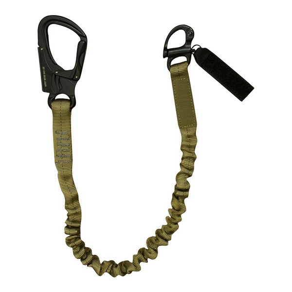 Fusion Tactical Elastic Sling Retention Helo Lanyard with Snap Hook Shackle 23KN, Coyote Brown, 2' 24" x 1
