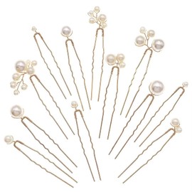 Dengujd Pearl Pins, U-pins, Set of 12, Small, Large, Hair Ornament, For Photography, Everyday Use Graduation Ceremonies, Weddings, Coming-of-Age Ceremonies, Easy to Match with Kimono or Western